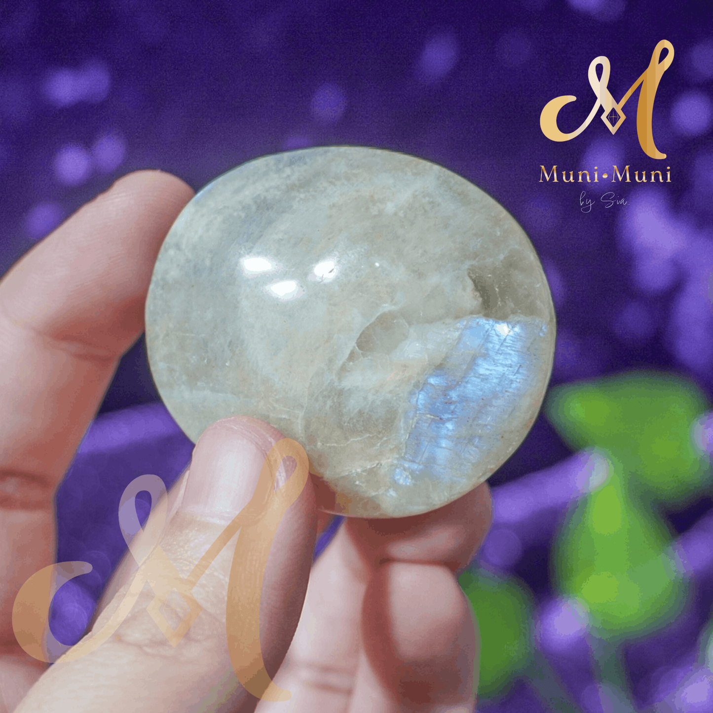 Peach Moonstone Natural Crystal Palm Stone