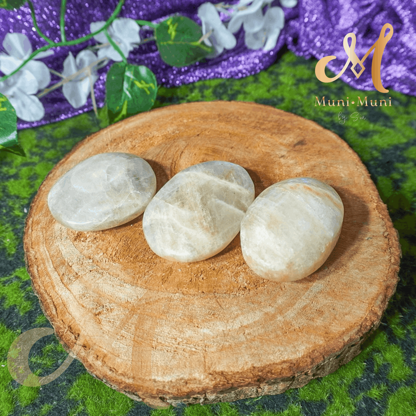 Peach Moonstone Natural Crystal Palm Stone