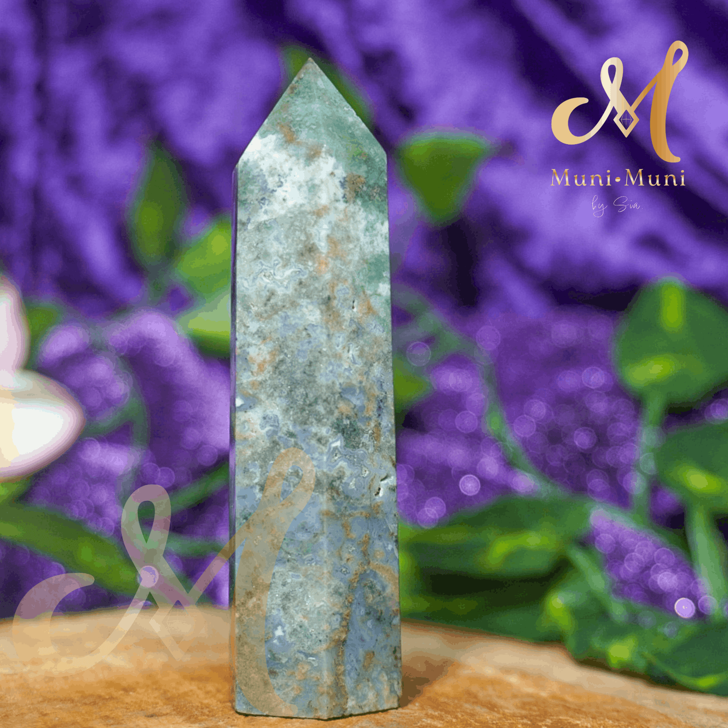 Moss Agate Natural Crystal Tower 1