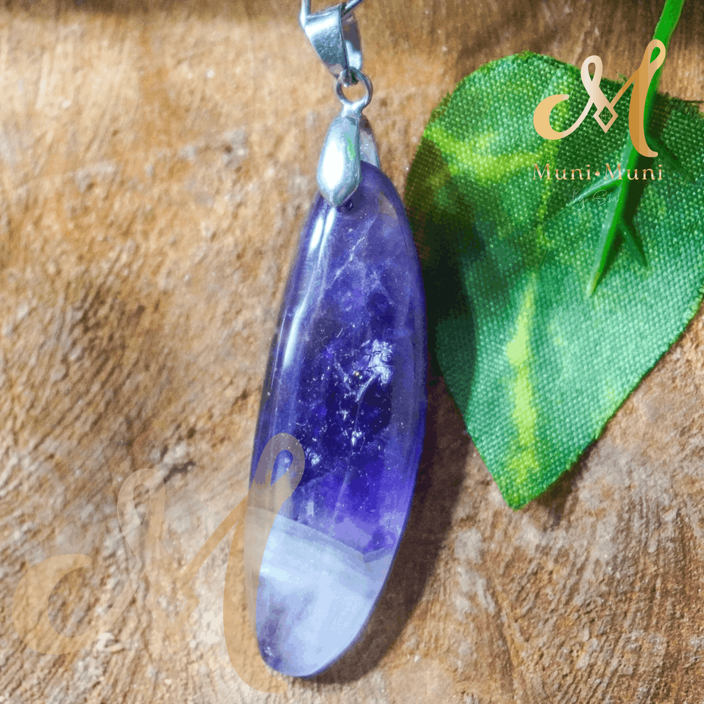 Chevron Amethyst Natural Crystal Pendant with S925 Clasp