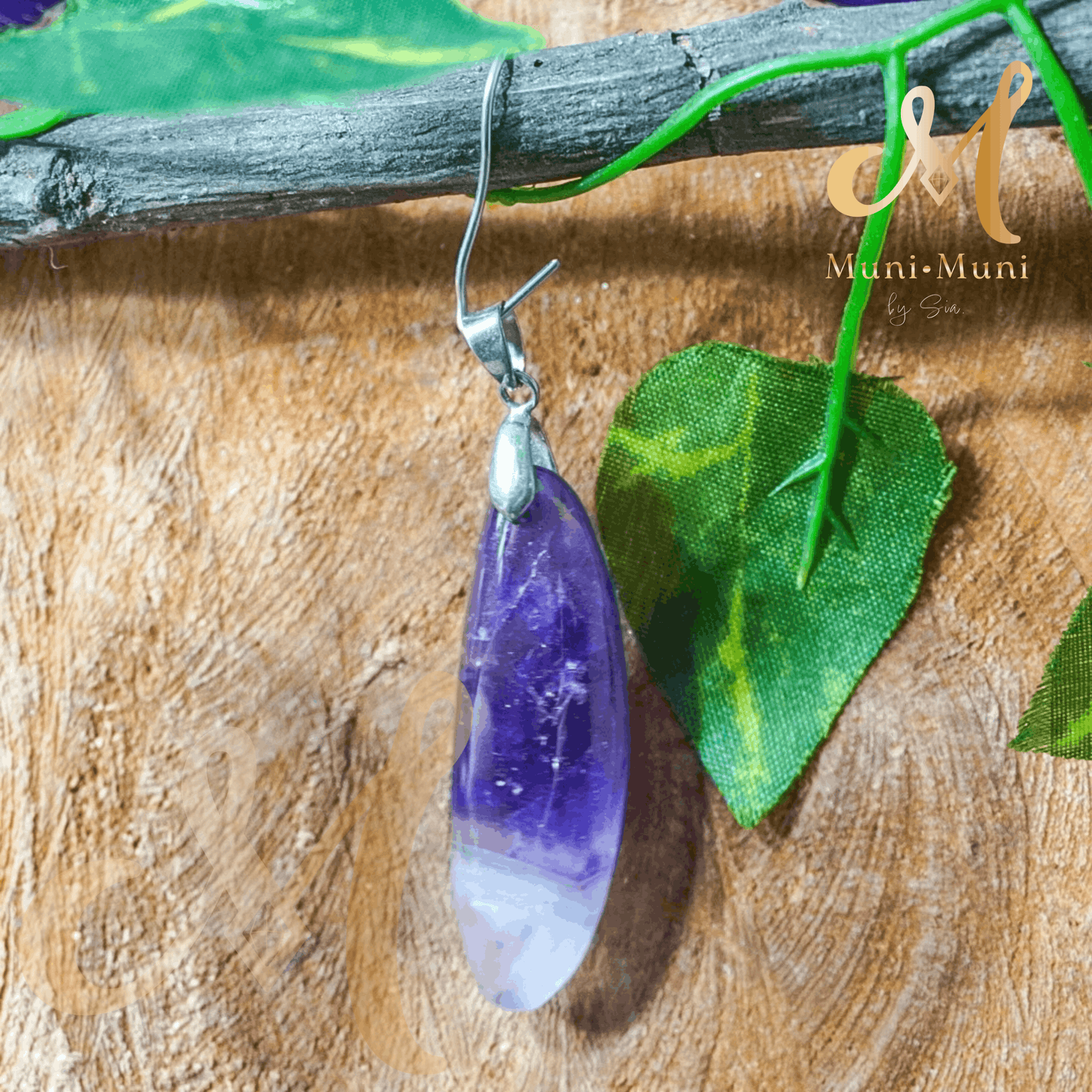 Chevron Amethyst Natural Crystal Pendant with S925 Clasp