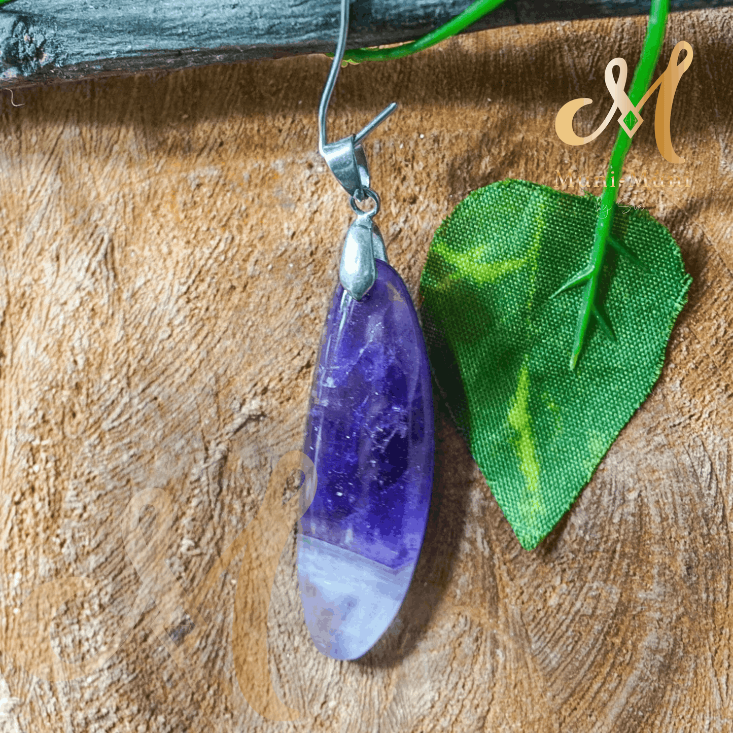 Chevron Amethyst Natural Crystal Pendant with S925 Clasp