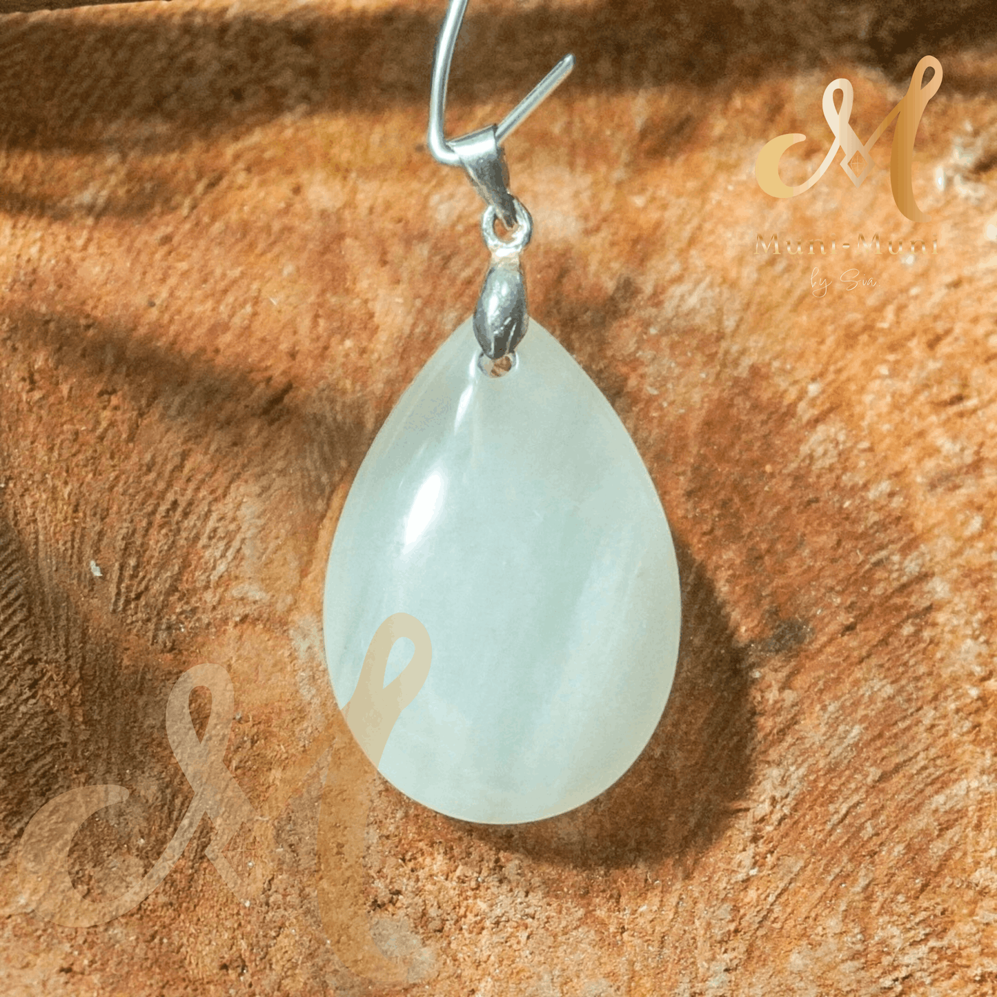 Blue Water Jade Natural Crystal Pendant in S925 Clasp