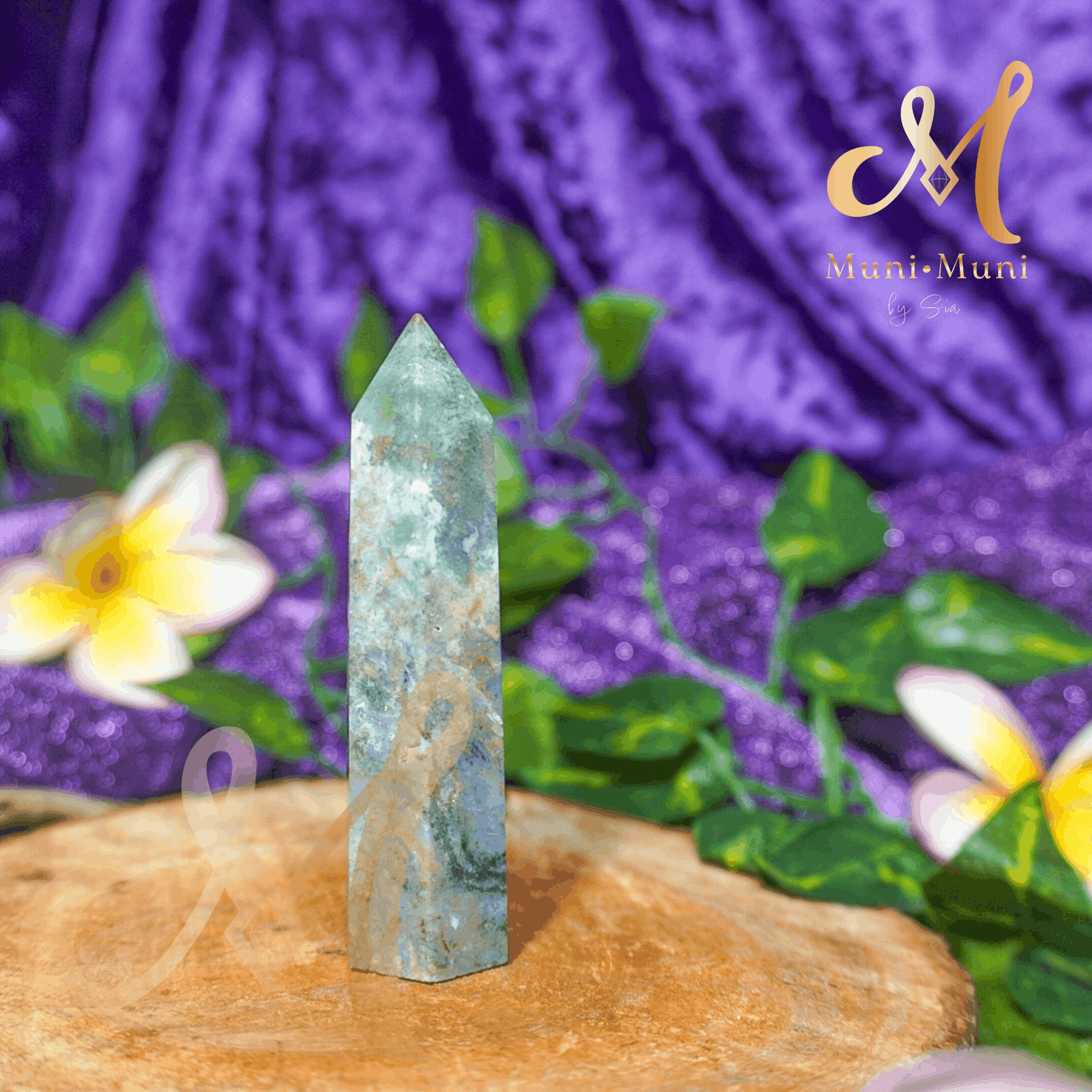 Moss Agate Natural Crystal Tower 1