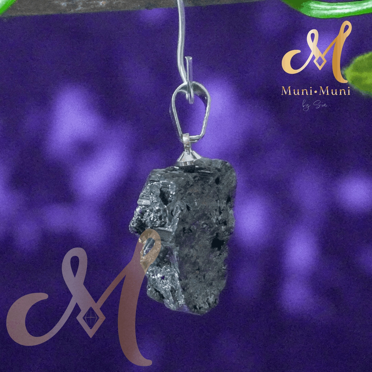 Raw Black Tourmaline Natural Crystal Pendant in S925 Clasp
