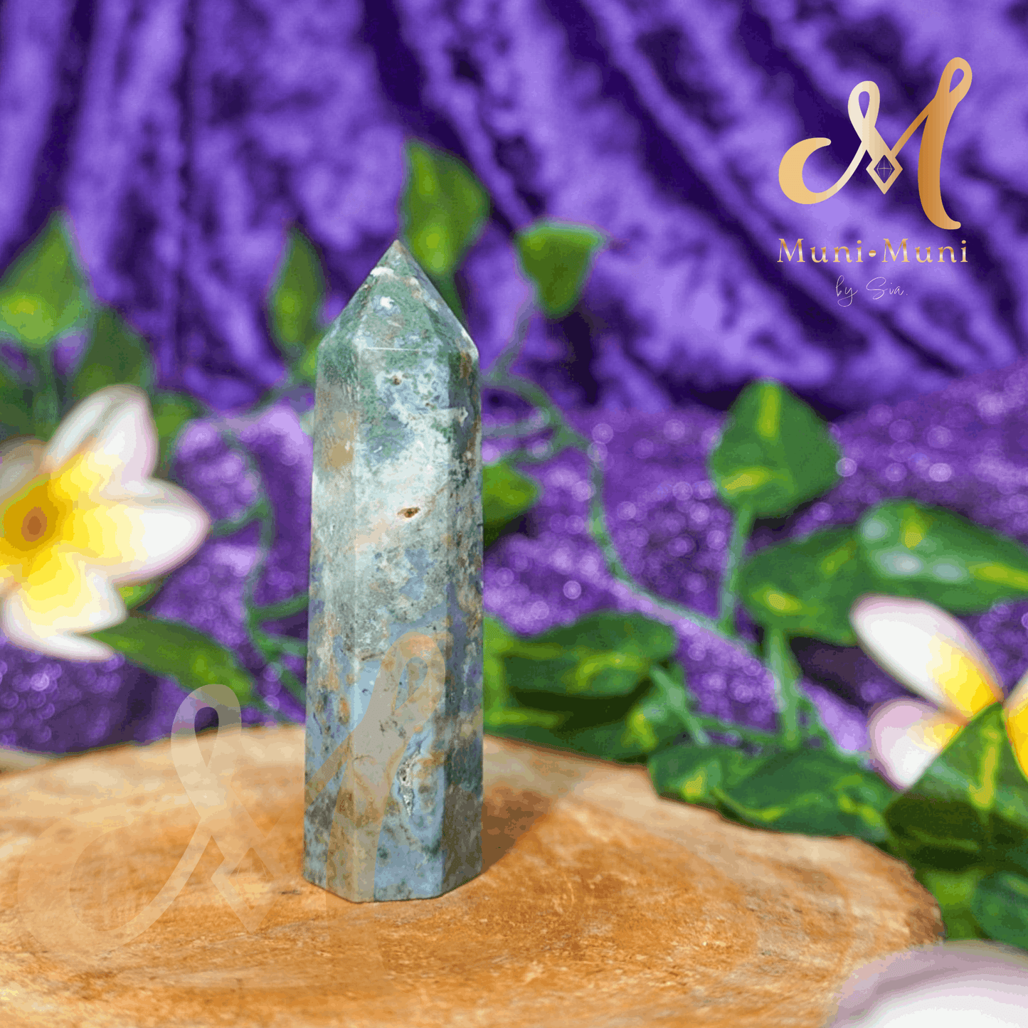 Moss Agate Natural Crystal Tower 1