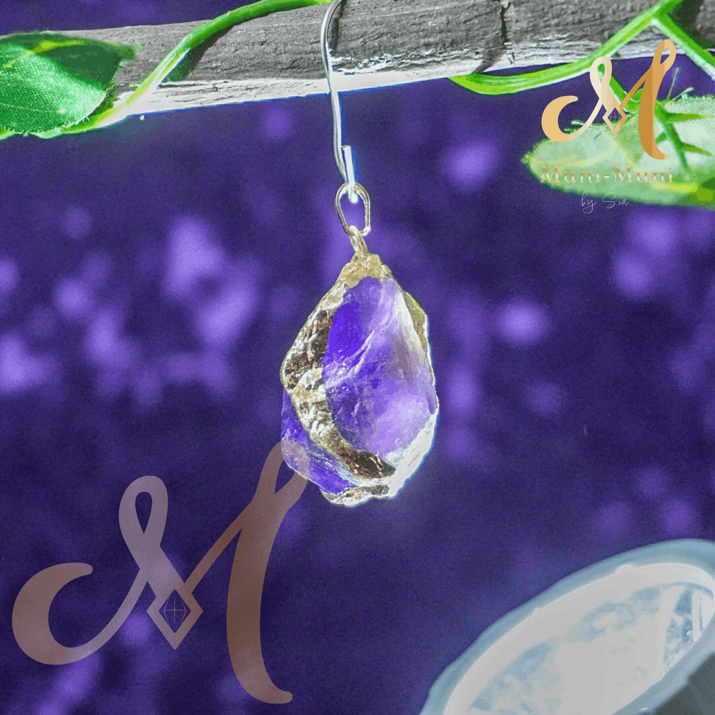 Raw Amethyst Natural Crystal Pendant in S925 Clasp