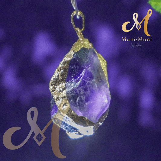 Raw Amethyst Natural Crystal Pendant in S925 Clasp
