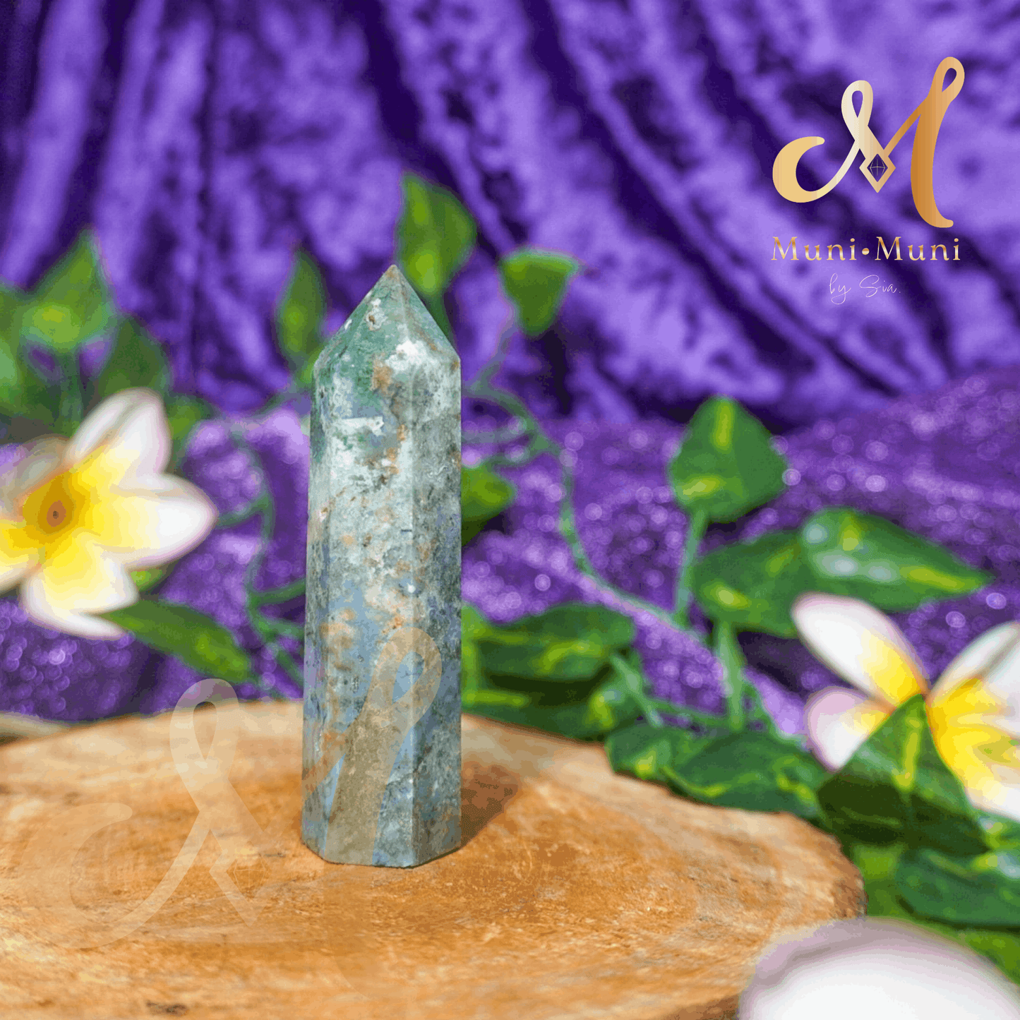 Moss Agate Natural Crystal Tower 1
