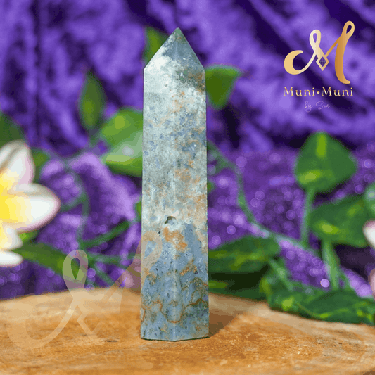 Moss Agate Natural Crystal Tower 2