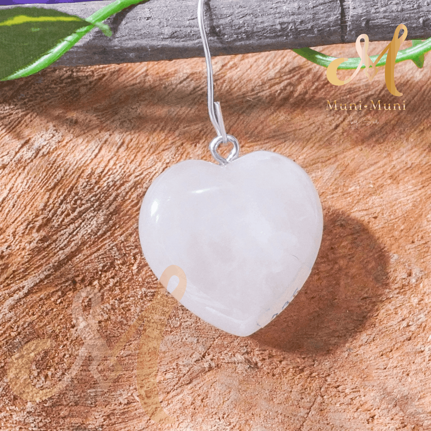 Rose Quartz Natural Crystal Chunky Heart Pendant