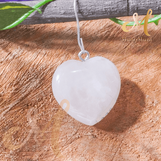 Rose Quartz Natural Crystal Chunky Heart Pendant