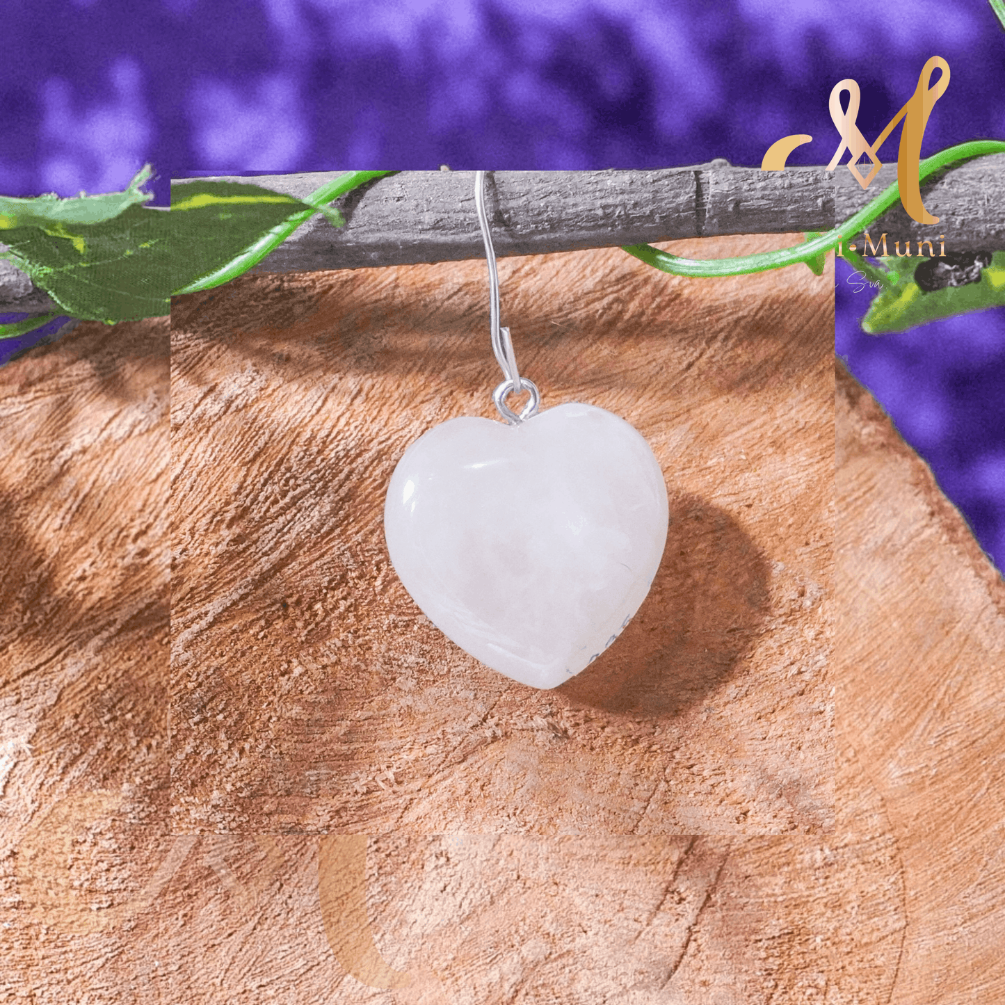 Rose Quartz Natural Crystal Chunky Heart Pendant
