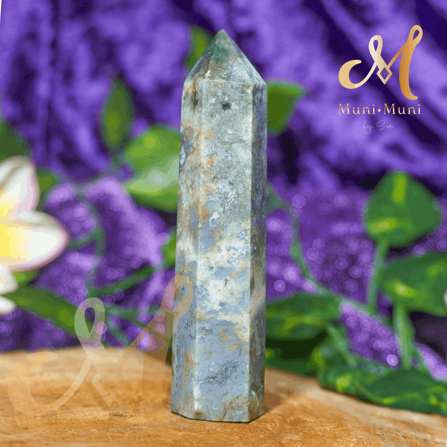 Moss Agate Natural Crystal Tower 2