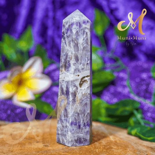 Chevron (Dream) Amethyst Natural Crystal Druzy Tower