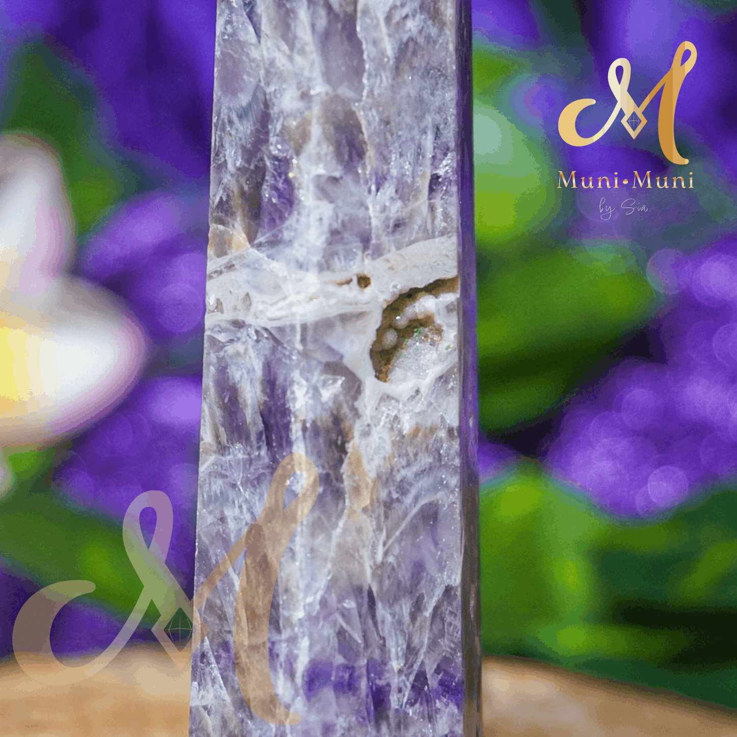 Chevron (Dream) Amethyst Natural Crystal Druzy Tower