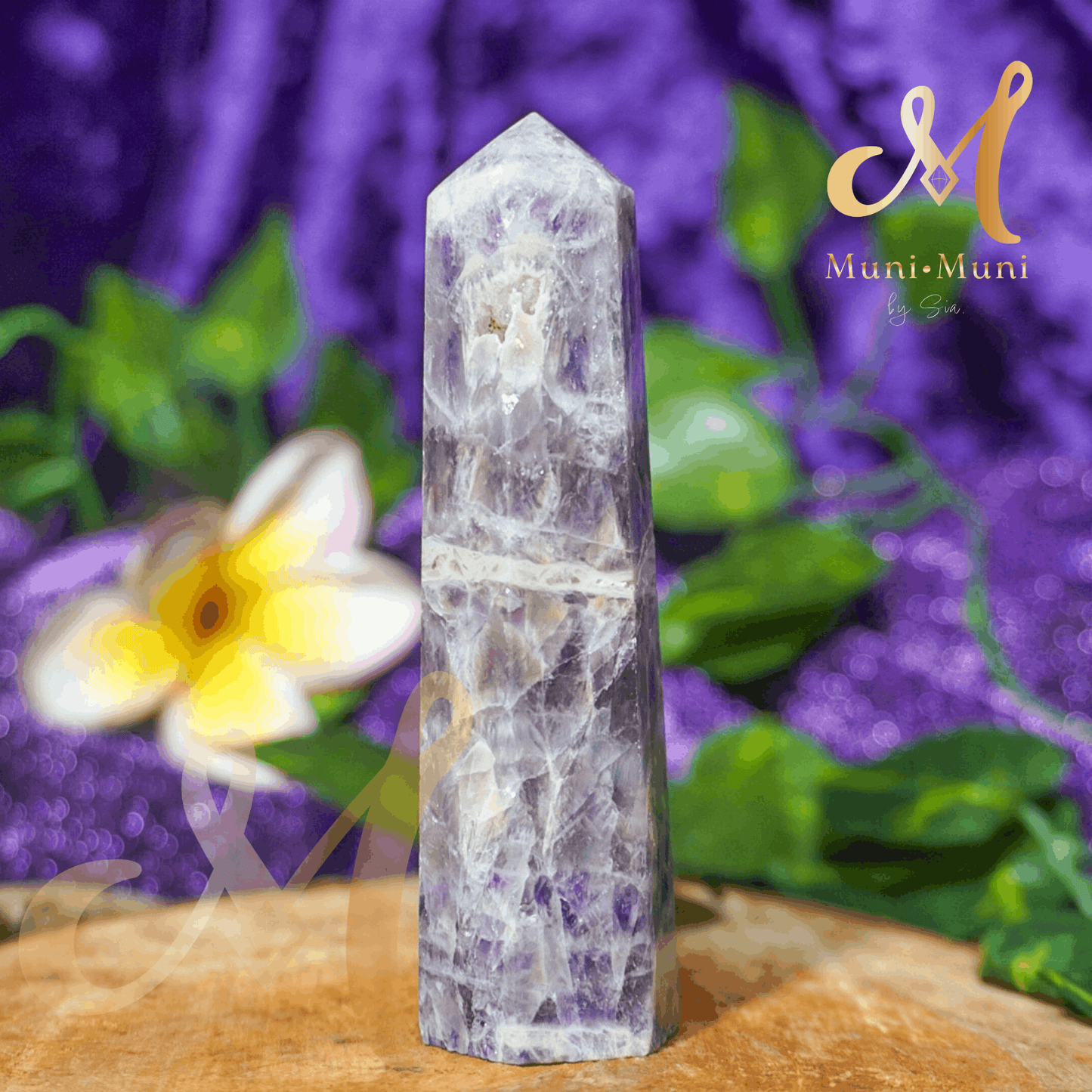Chevron (Dream) Amethyst Natural Crystal Druzy Tower