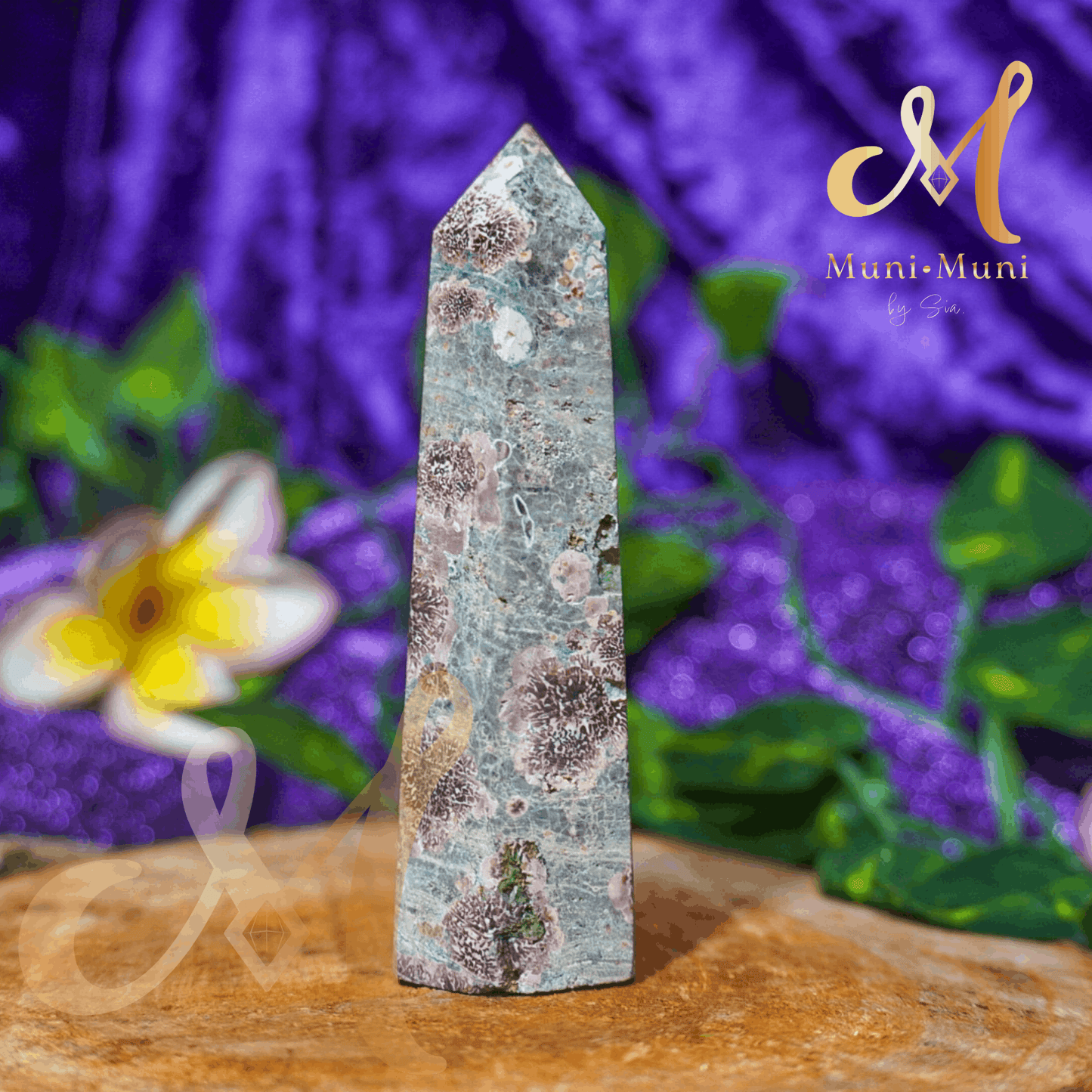 Green Flower Jasper Natural Crystal Tower