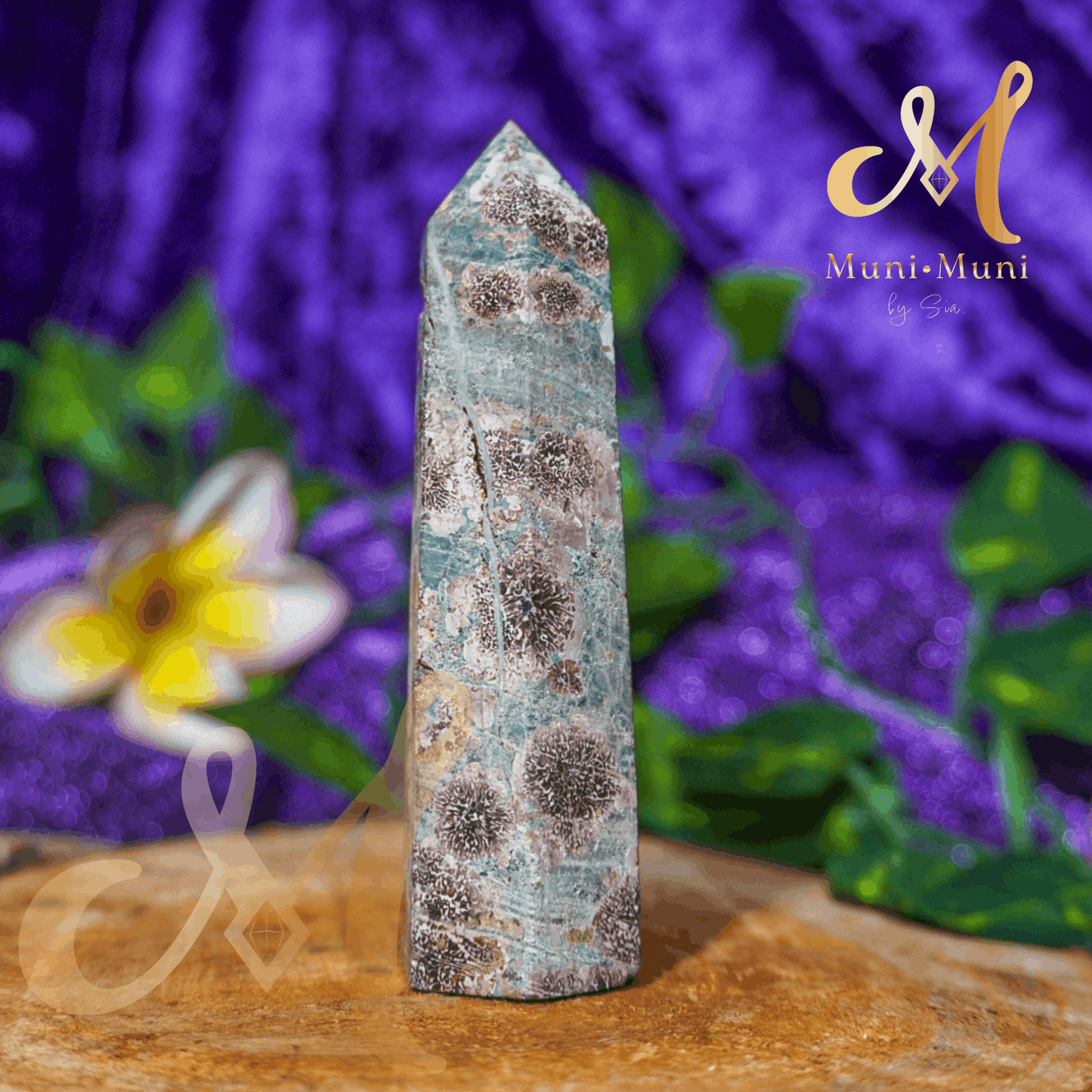 Green Flower Jasper Natural Crystal Tower