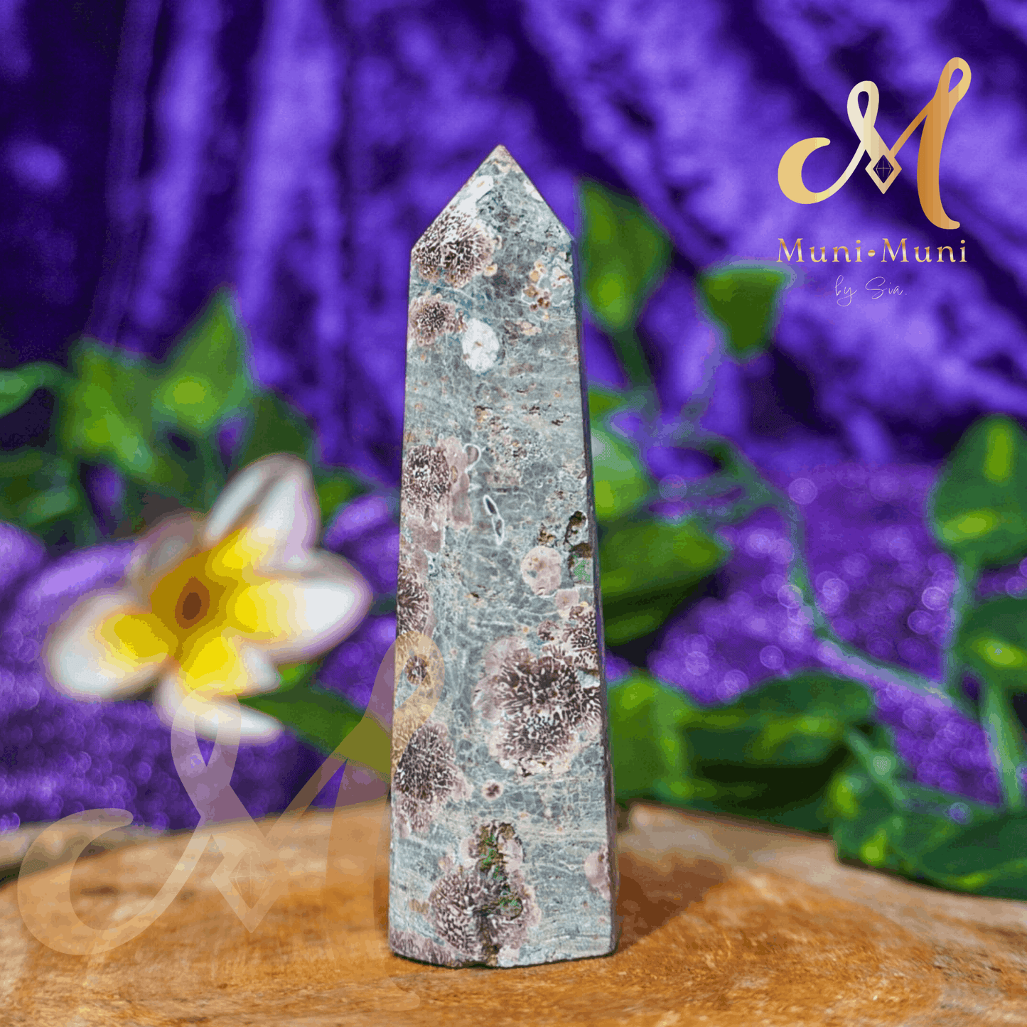 Green Flower Jasper Natural Crystal Tower