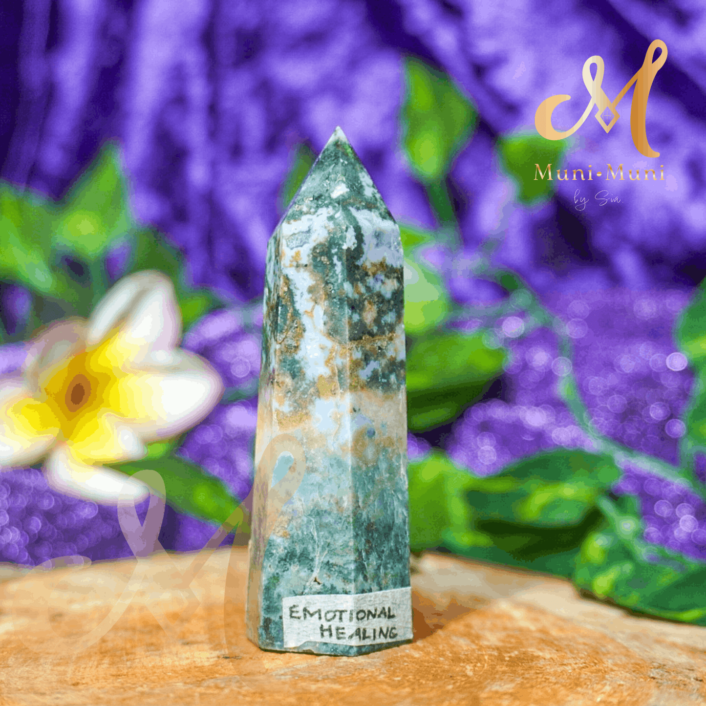 Moss Agate Natural Crystal Tower 3