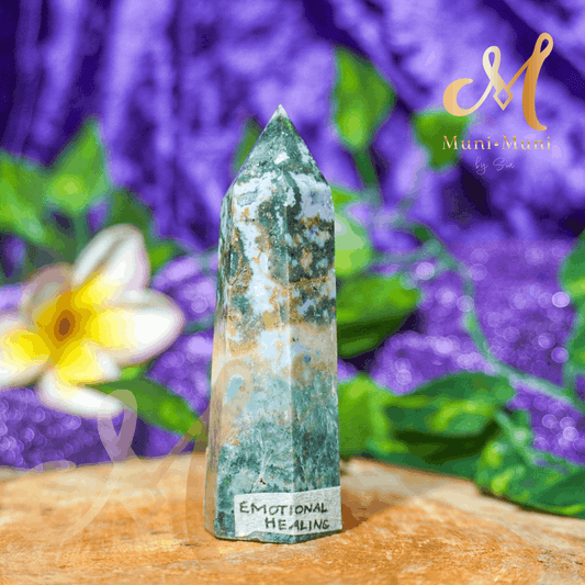 Moss Agate Natural Crystal Tower 3