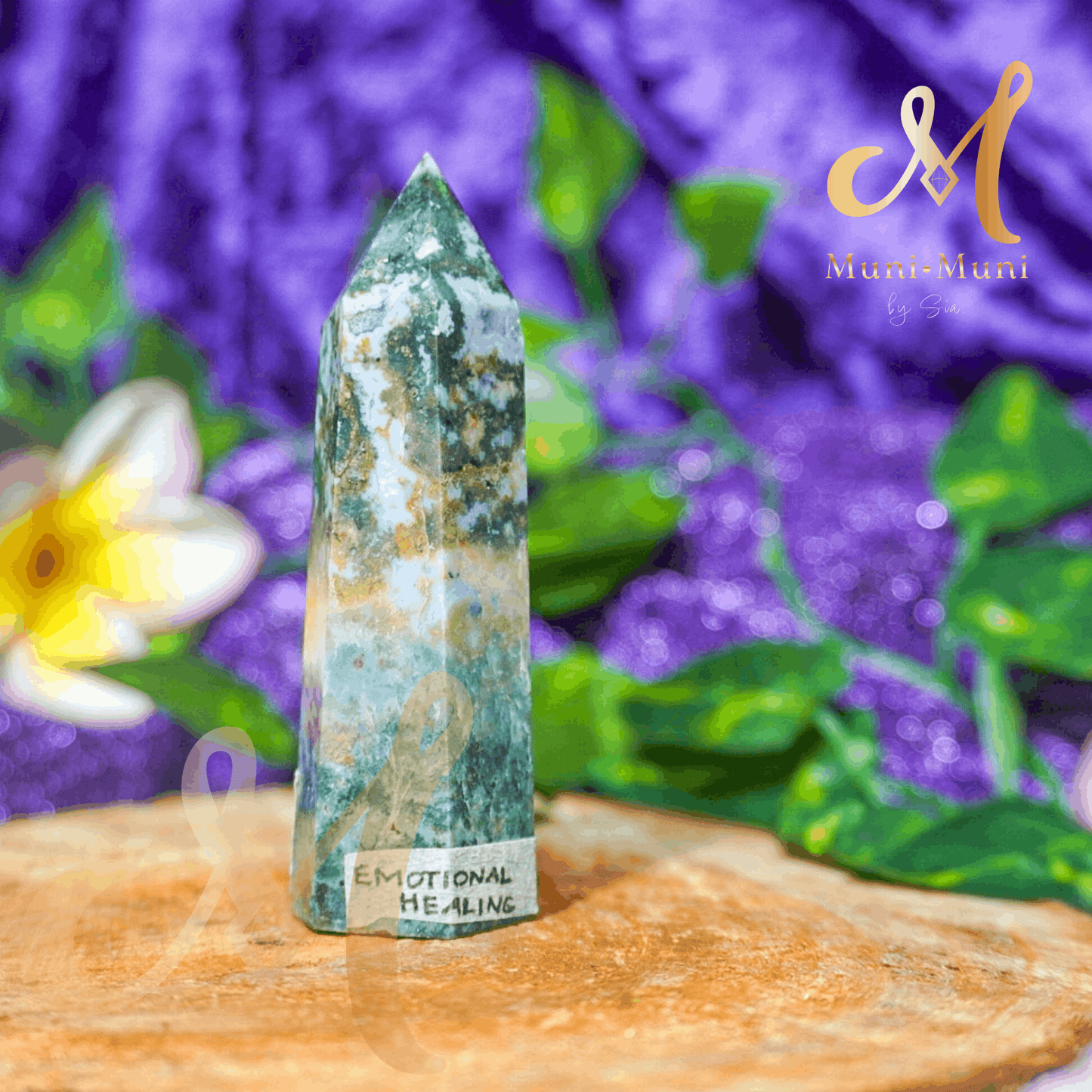 Moss Agate Natural Crystal Tower 3