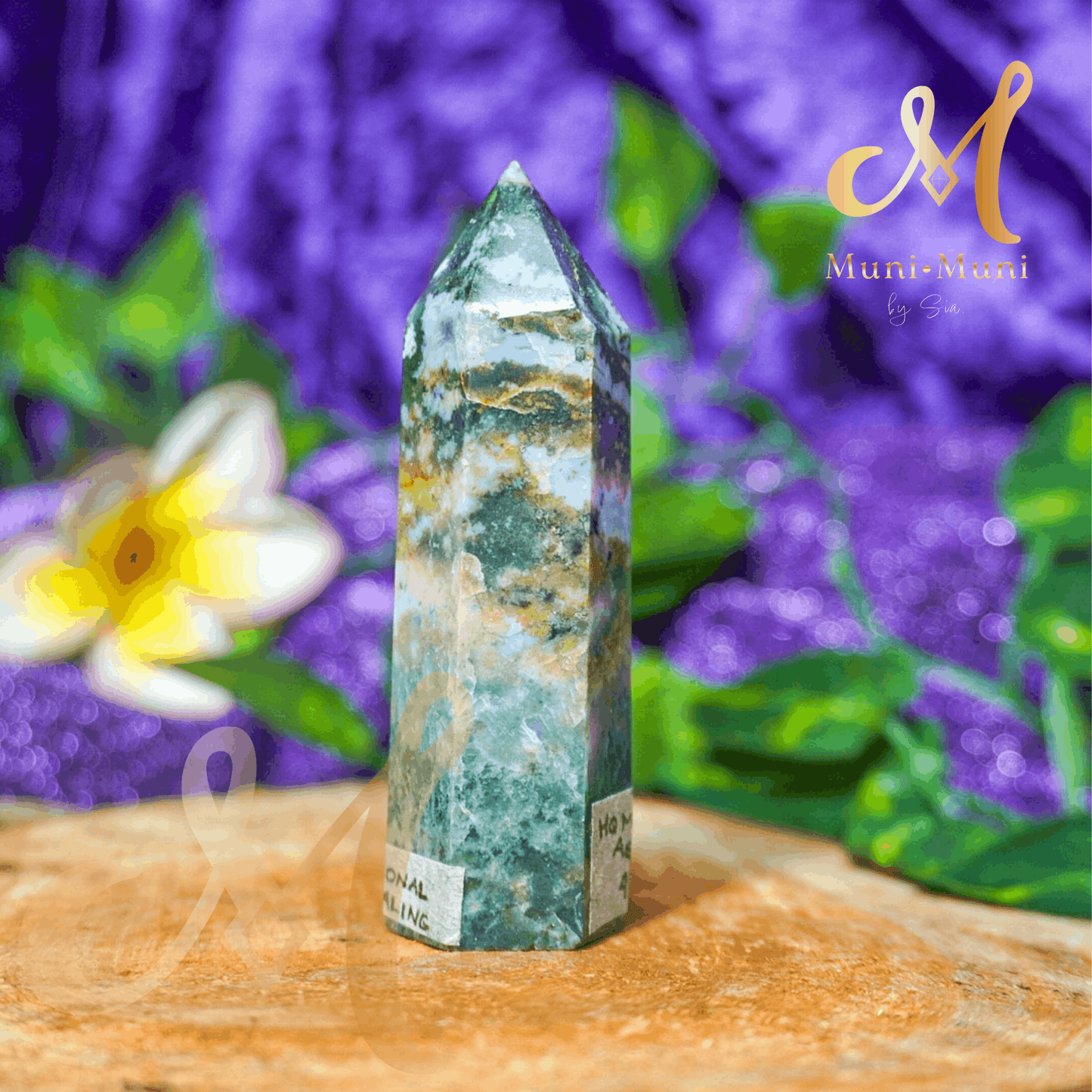 Moss Agate Natural Crystal Tower 3