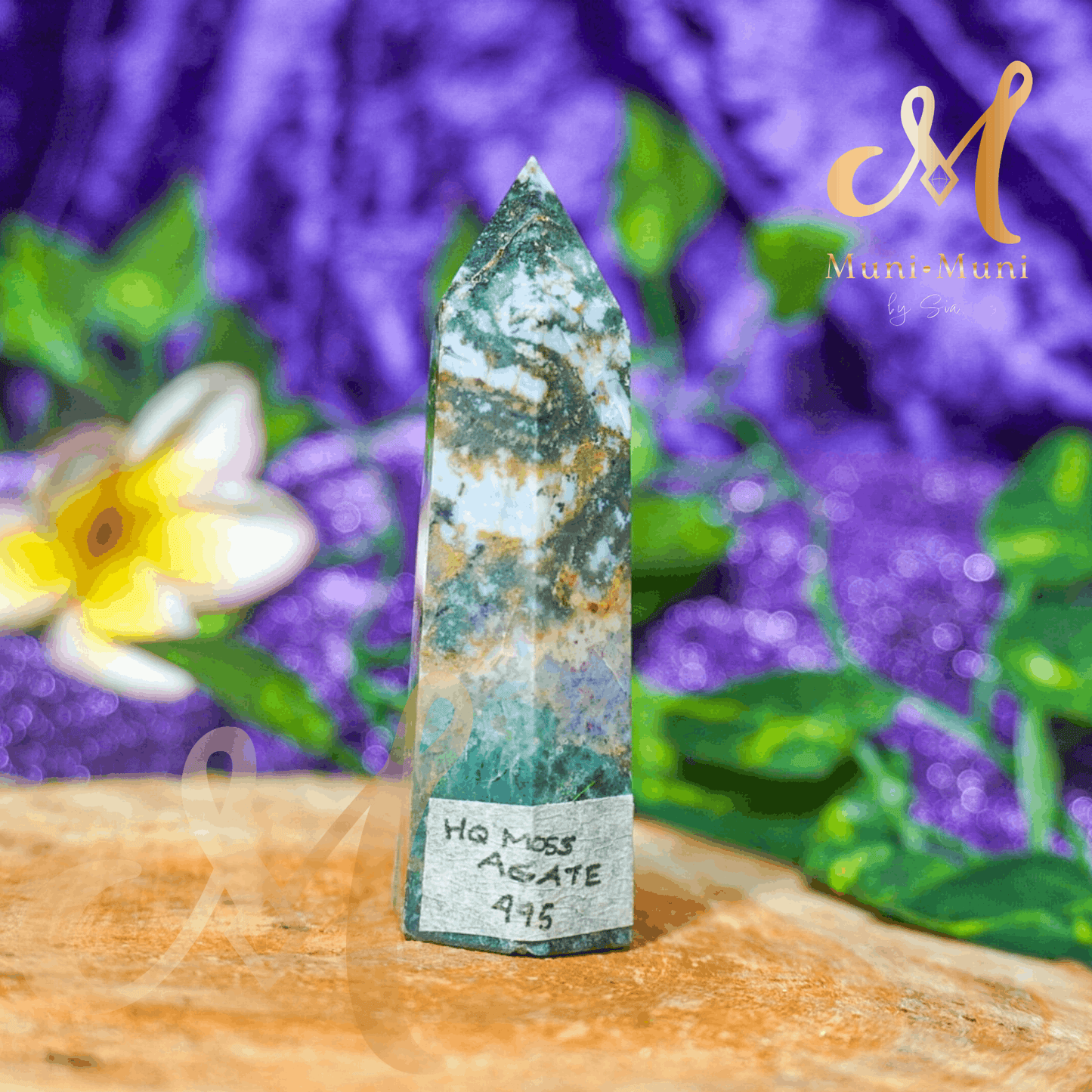 Moss Agate Natural Crystal Tower 3