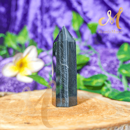 Black Onyx Natural Crystal Tower