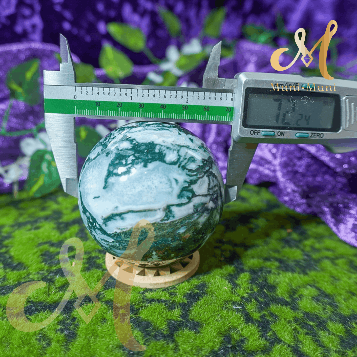 Moss Agate Natural Crystal Sphere Statement Piece