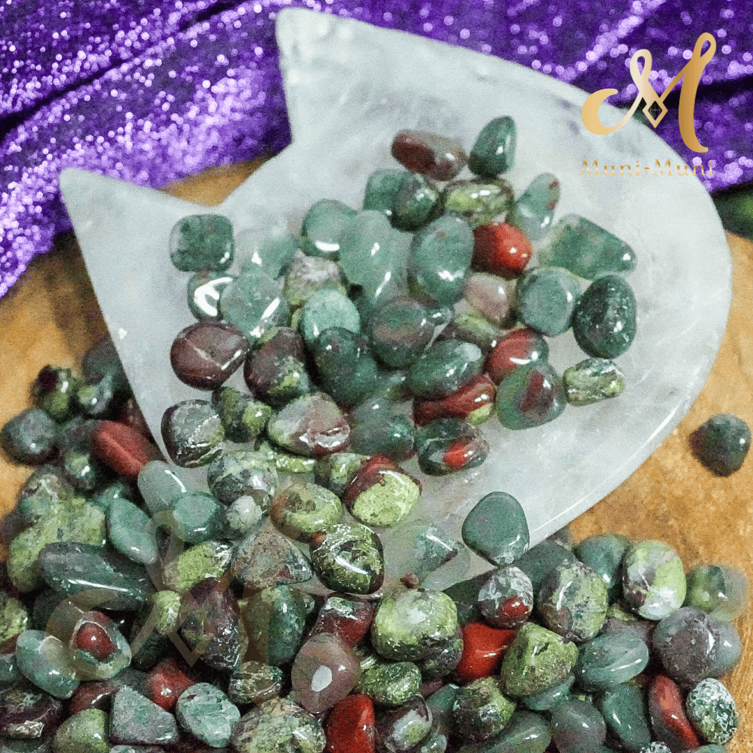 African Bloodstone & Dragon's Blood Natural Crystal Chips