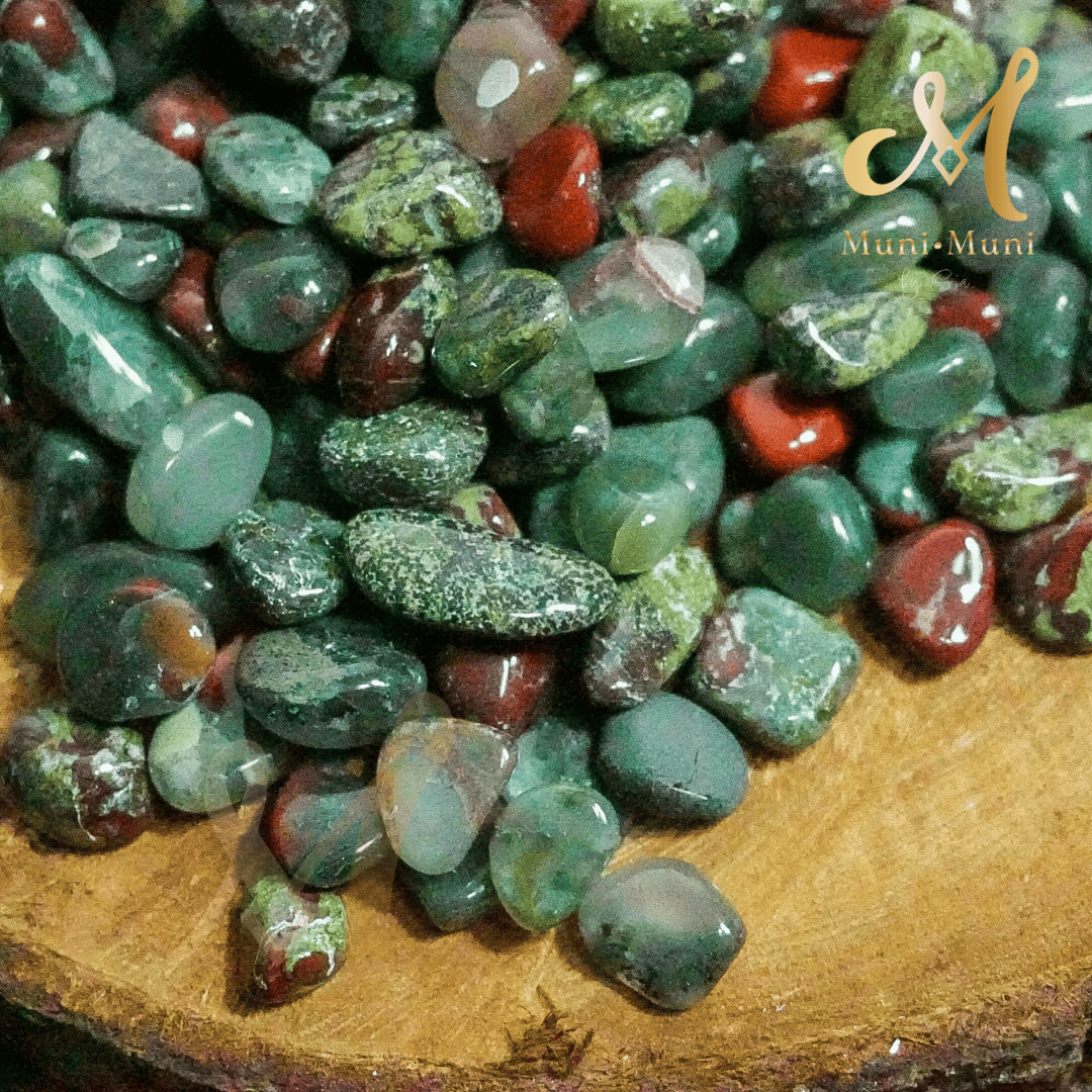 African Bloodstone & Dragon's Blood Natural Crystal Chips