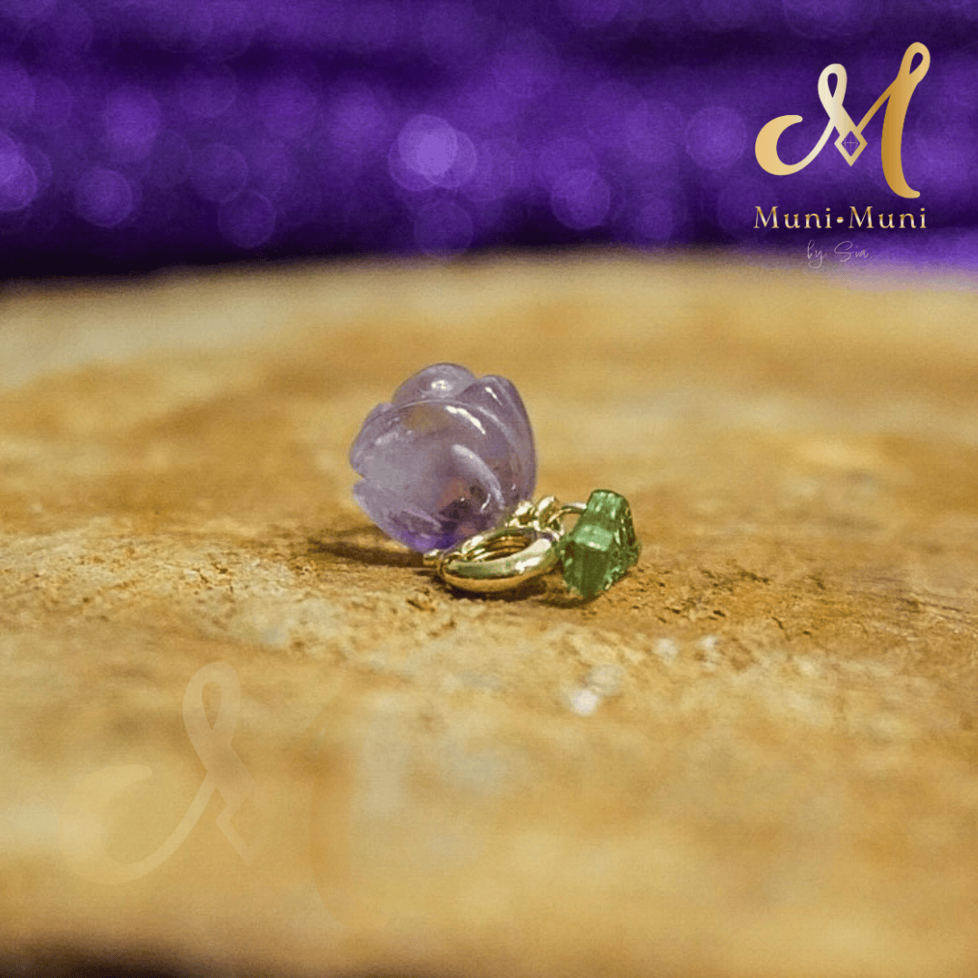 Amethyst Rose Natural Crystal Bracelet Charm