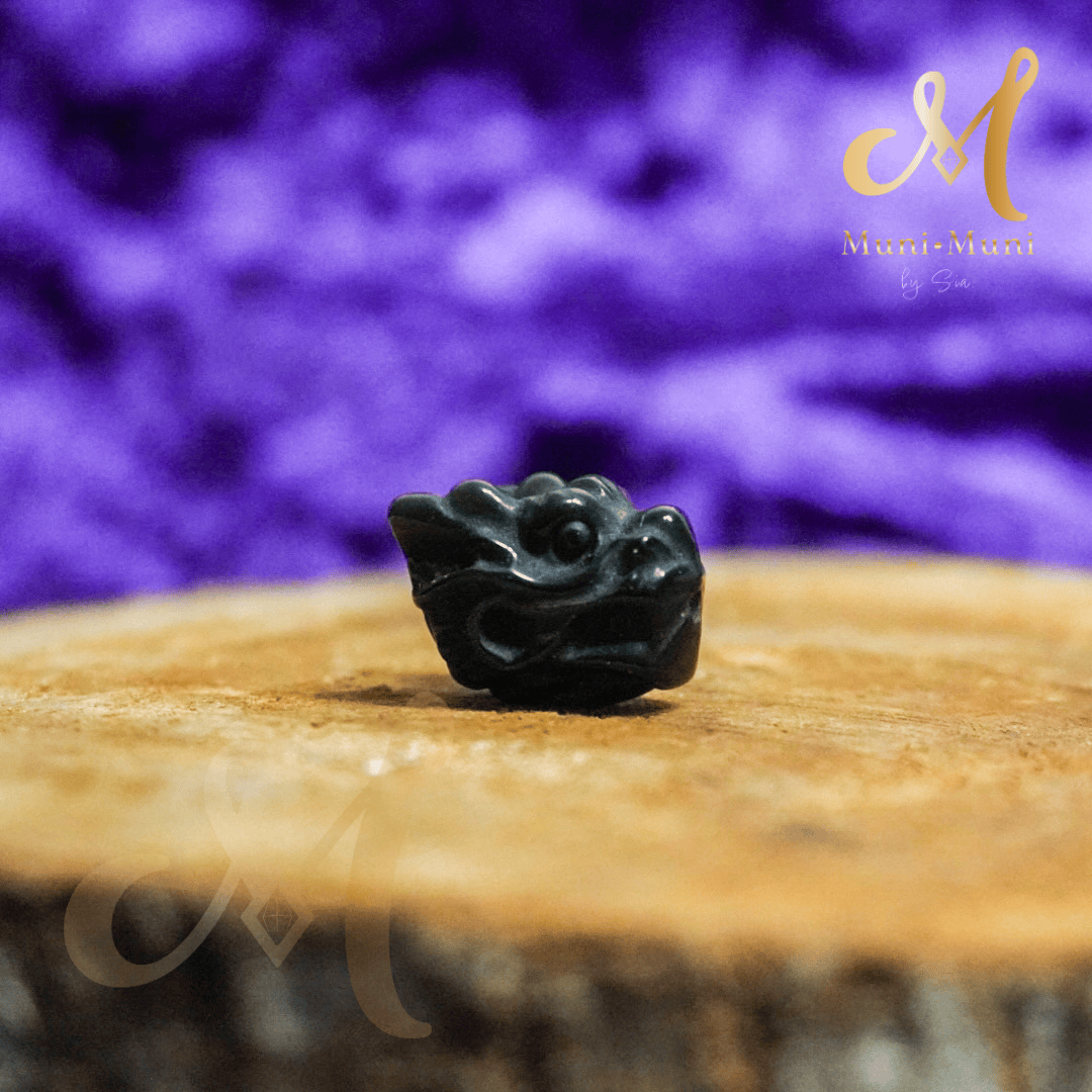 Obsidian Dragon Charm Natural Crystal