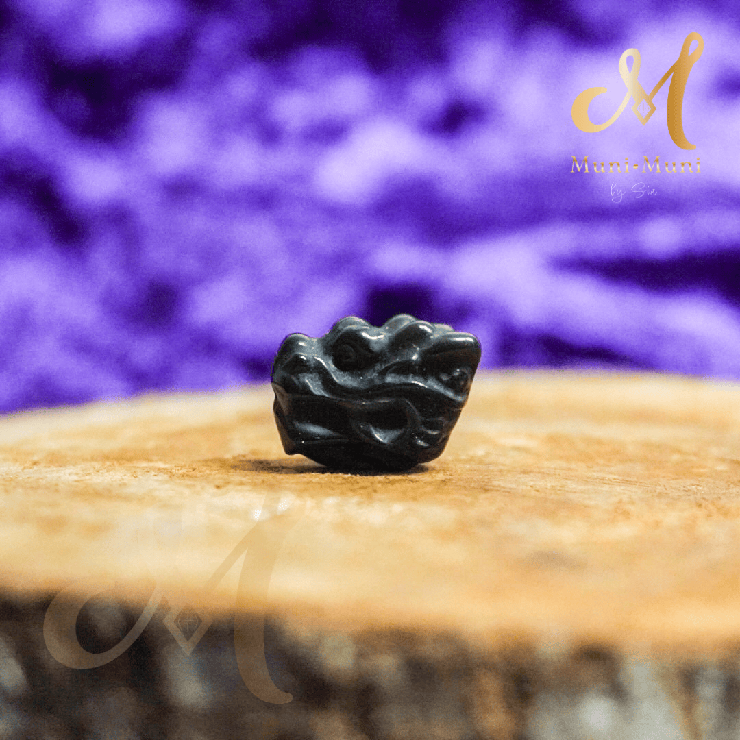 Obsidian Dragon Charm Natural Crystal