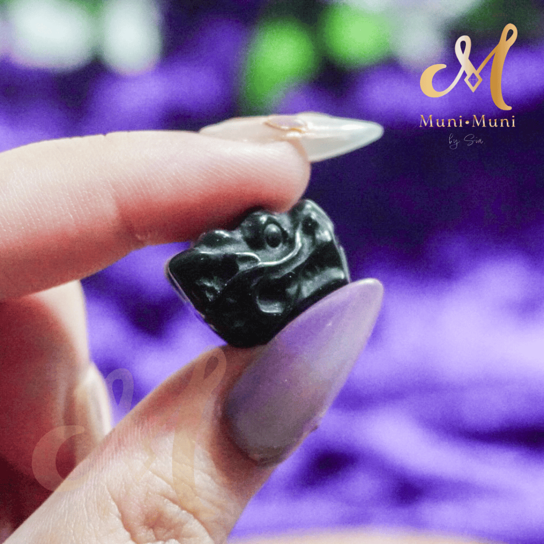 Obsidian Dragon Charm Natural Crystal