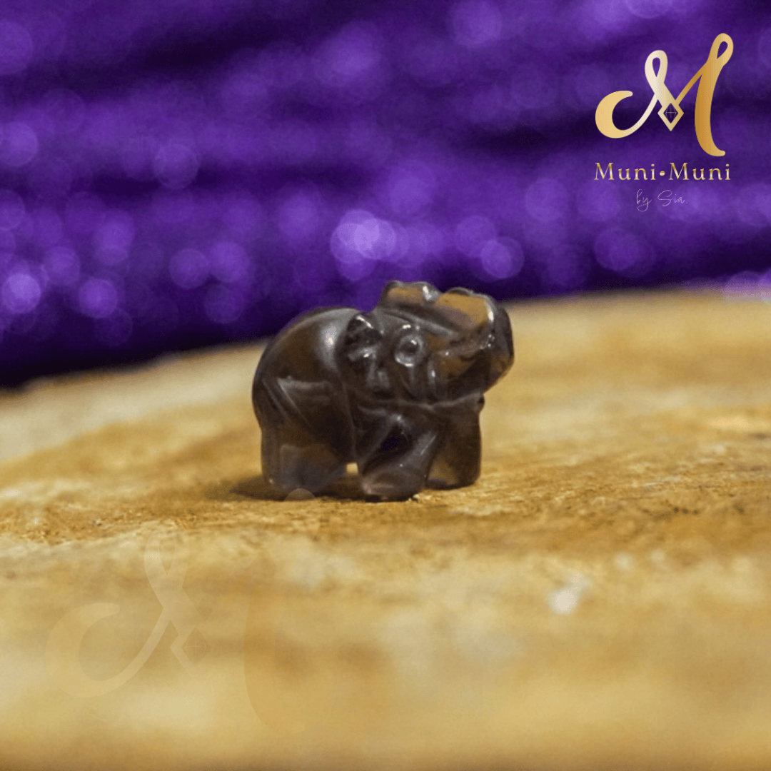 Elephant Smokey Quartz Natural Crystal Bracelet Charm