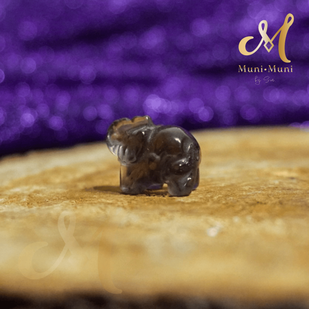 Elephant Smokey Quartz Natural Crystal Bracelet Charm
