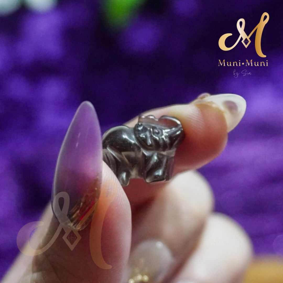 Elephant Smokey Quartz Natural Crystal Bracelet Charm