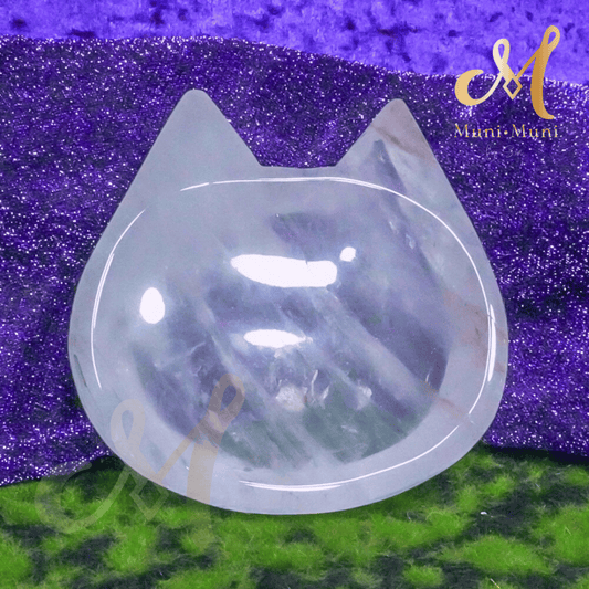 High Quality Rose Quartz Natural Crystal Cat Bowl