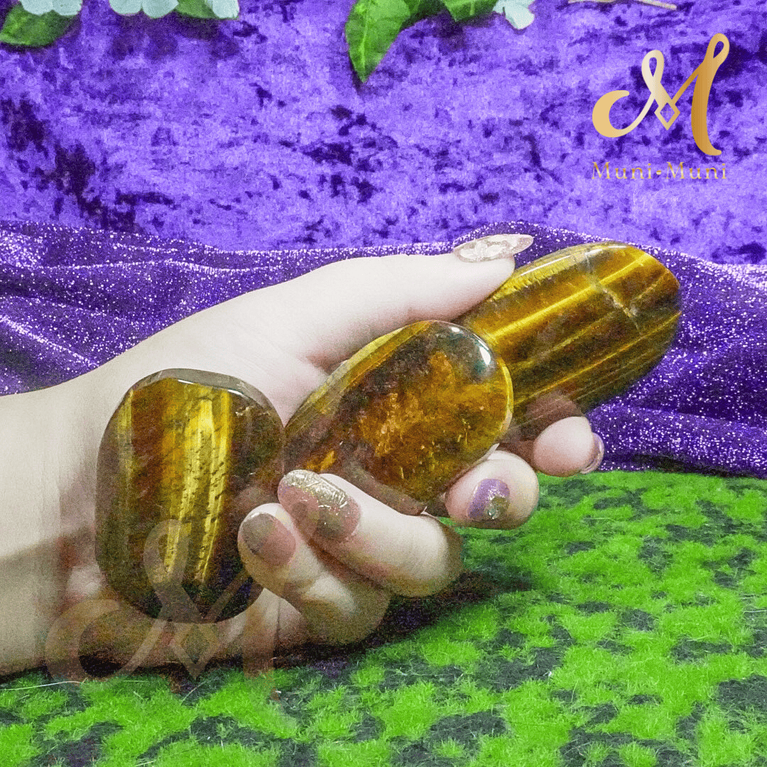 Tiger's Eye Natural Crystal Palm Stone