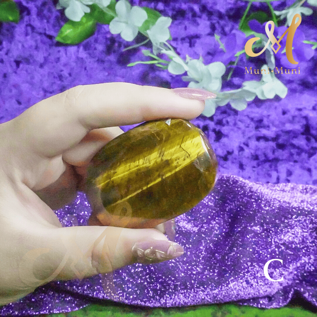 Tiger's Eye Natural Crystal Palm Stone